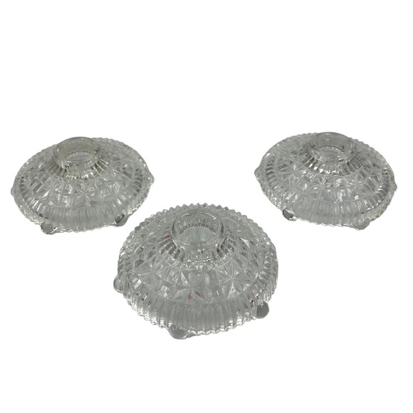 Vintage Pressed Clear Glass Round Footed Candlestick Taper Candle Holder 3 Piece - Picture 2 of 7